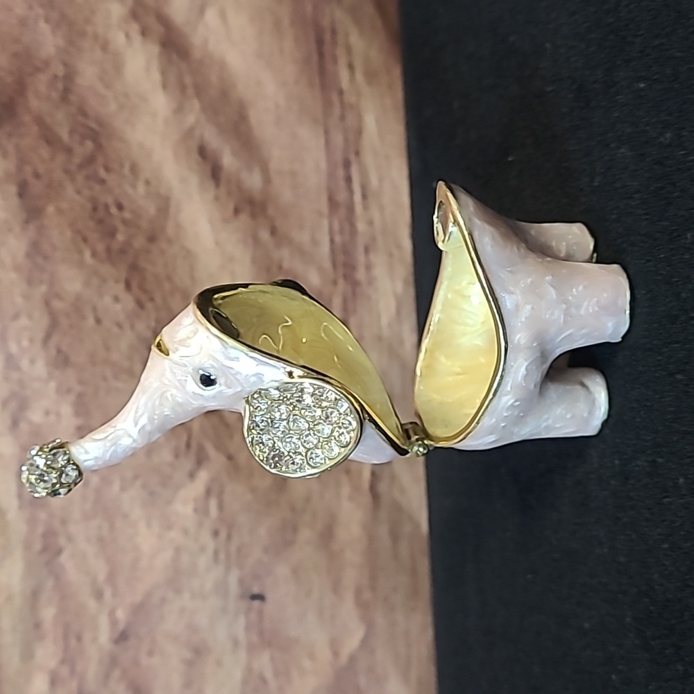 Elegant Cream Elephant Figurine Trinket with Gold Accents - Picture 2 of 3